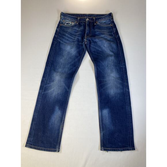 Levis 513 Jeans Mens Blue 32x29 Slim Straight Stretch Medium Wash Faded - Picture 1 of 10